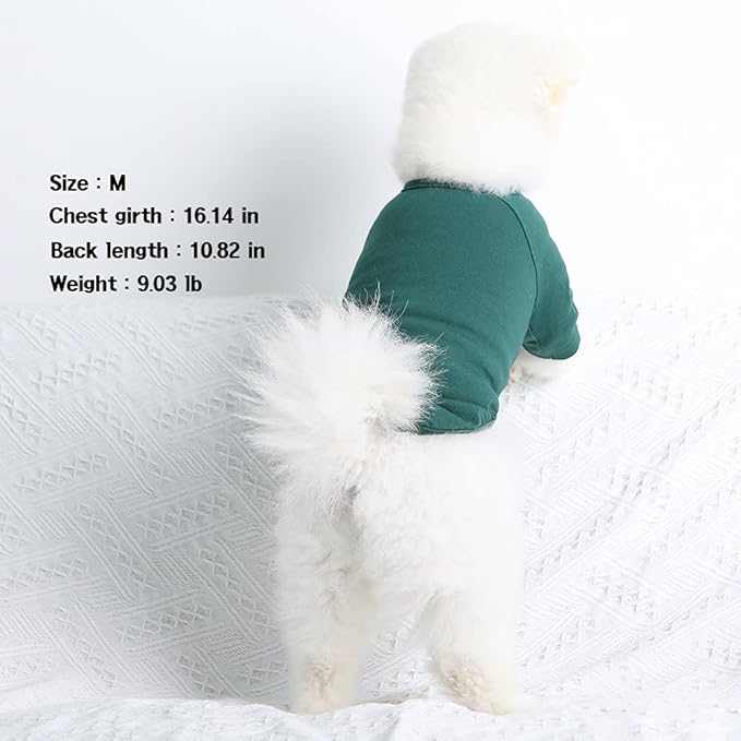 Dog Shirt for Small Dogs Plain T-Shirts Soft Breathable Dog Cotton Shirt pet Clothes (Large, Green)