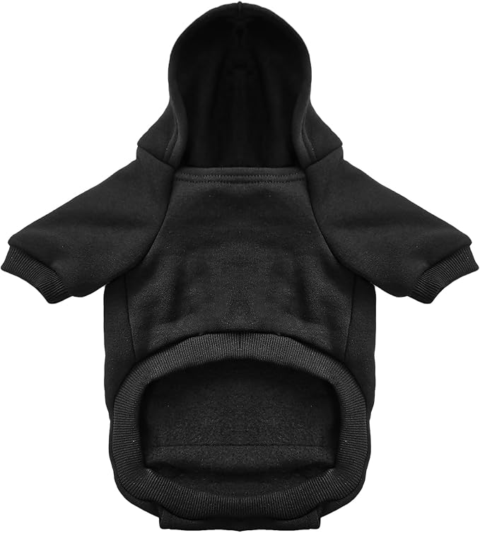Jecikelon Winter Dog Hoodie Sweatshirts with Pockets Warm Dog Clothes for Small Dogs Chihuahua Coat Clothing Puppy Cat Custume (Black, X-Large)