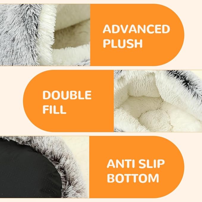 Lapcatz Nest Bed, 2026 Upgraded Cat Beds for Indoor Cats, Portable Fluffy Pet Bed, Durable Covered Cat Bed for Indoor Use, Soft Puppy Bed for Pet Owners (Pink, Large)