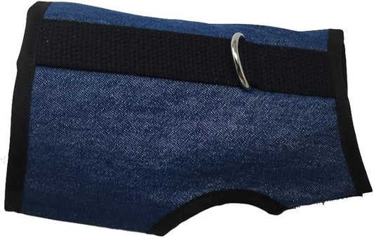 Kitty Holster Cat Harness – Secure Cat Harness for Walking, Soft Cotton Cat Accessories, Comfortable Fit, Strong Hook-and-Loop Closure, Made in USA – Denim Blue, S/M