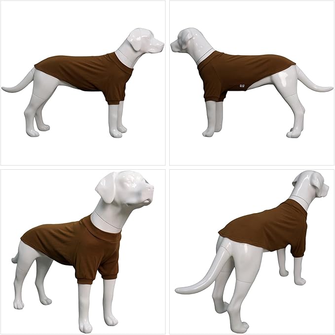 Lovelonglong Ribbed Dog T-Shirt Cotton Knitted Dog Sweaters for All Season Pet T-Shirts for Large Medium Small Dogs Coffee 3XL