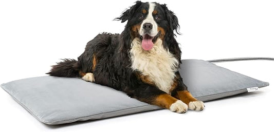 Toozey Outdoor Pet Heating Pad 28x16in, Extremely Waterproof Heated Bed for Dogs and Cats, Thermostatic Control, Chew-Resistant Cord, Soft Electric Blanket with Overheat Protection