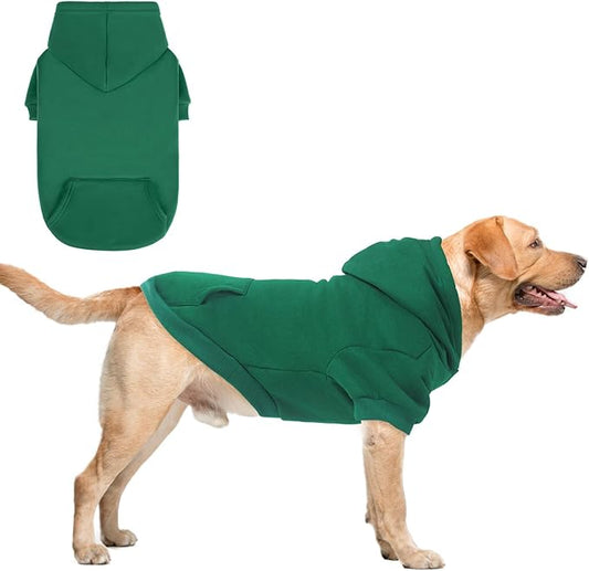 SCENEREAL Dog Hoodie Sweaters for Small Medium Large Size Dogs, Fleece Dog Sweatshirt with Hat and Pocket,Soft Cold Winter All Weather Dog Clothes for S to XL Sized Dogs, Green XL