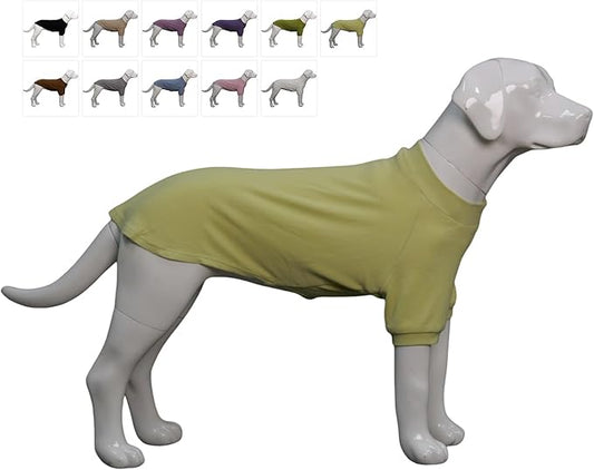 Lovelonglong Ribbed Dog T-Shirt Cotton Knitted Dog Sweaters for All Season Pet T-Shirts for Large Medium Small Dogs Chartreuse XS