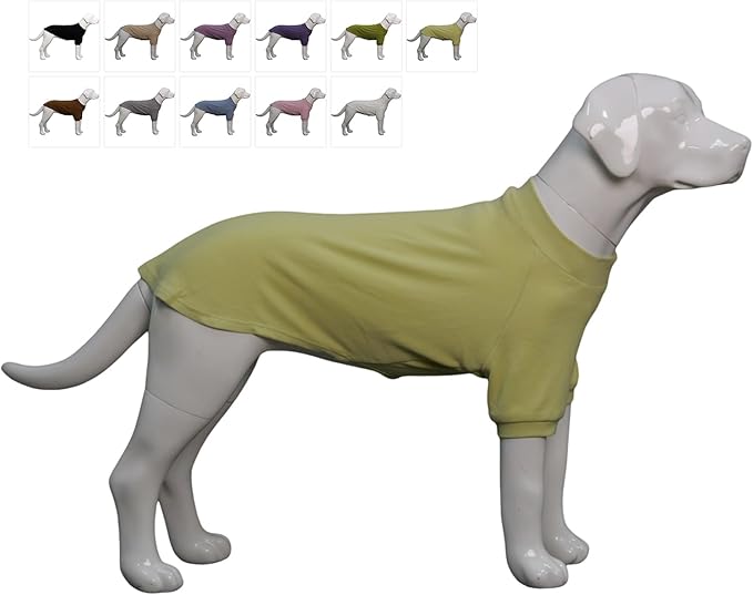 Lovelonglong Ribbed Dog T-Shirt Cotton Knitted Dog Sweaters for All Season Pet T-Shirts for Large Medium Small Dogs Chartreuse S