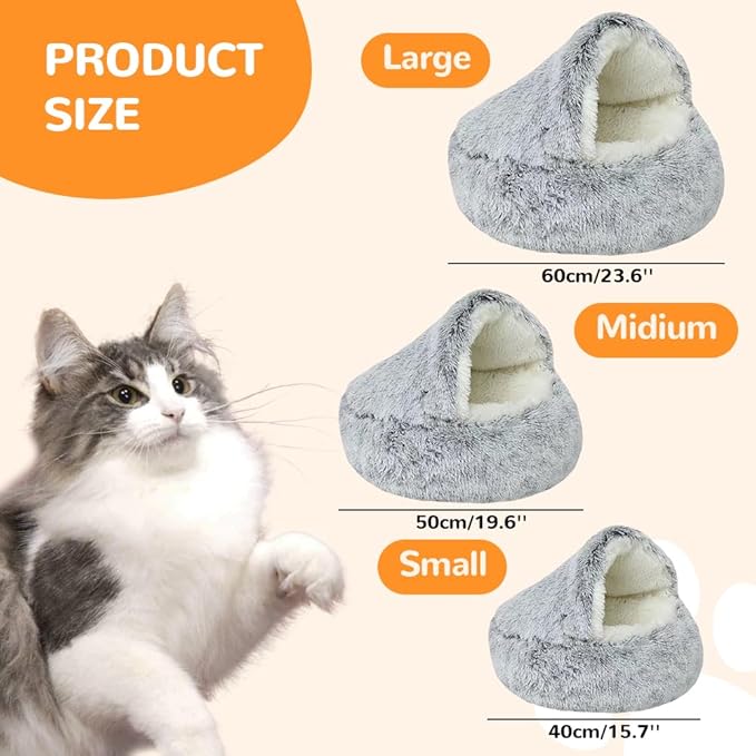 Lapcatz Nest Bed, 2026 Upgraded Cat Beds for Indoor Cats, Portable Fluffy Pet Bed, Durable Covered Cat Bed for Indoor Use, Soft Puppy Bed for Pet Owners (Pink, Large)