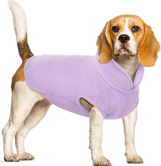 FUAMEY Dog Fleece Vest for Large Dogs,Warm Stretchy Dog Sweatshirts Pullover with Leash Hole Dogs Sweater Soft Pet Turtleneck Cozy Pet Vest Lightweight Sleeveless Purple XXL