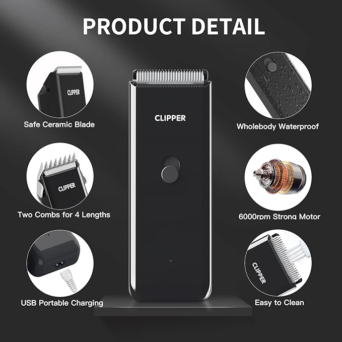 Black Dog Cat Clippers, Home Professional Cordless Cat Grooming Tools for Dog Thick Coat Clippers, Low Noise Pet Hair Trimmer Kits with 9-Pieces