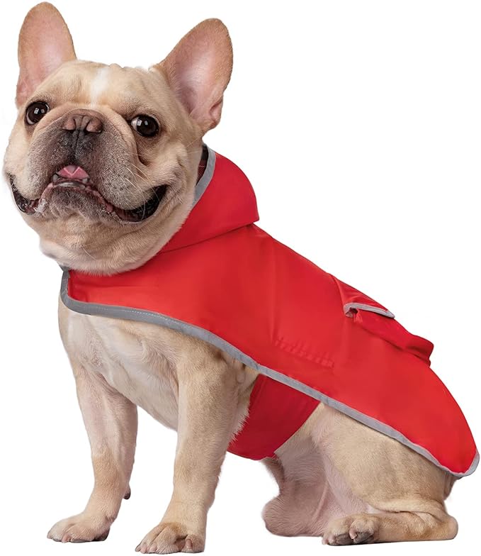 HDE Reversible Dog Raincoat Hooded Slicker Poncho Rain Coat Jacket for Small Medium Large Dogs Buffalo Plaid Red - M