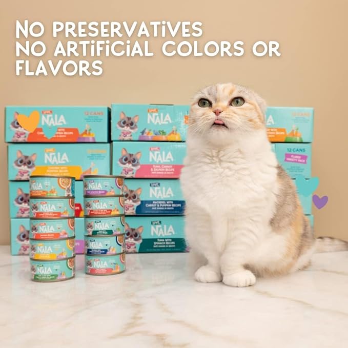 LOVE, NALA - Single Protein Chicken Flaked Wet Cat Food - Hydration Broth, Natural, Grain-Free, Non-GMO, No Gums, No Carrageenan, Human-Grade Chicken, Added Vitamins & Minerals - 2.8 oz, 12 Cans