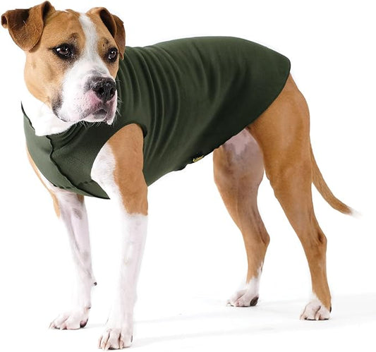 Goldpaw Stretchy Fleece Jacket for Small Dogs - Super Soft, Warm Dog Sweater - Pet Sweater Vest for Fall and Winter - Canine Clothes Made in The USA - Machine Washable - Hunter Green - Size 16