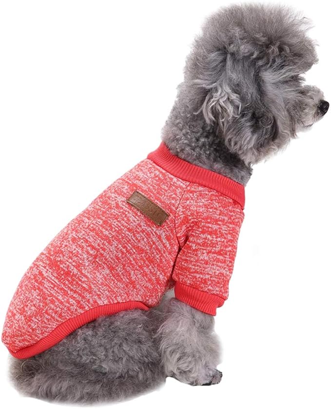 Jecikelon Dog Clothes Dogs Sweater Soft Puppies Clothing Winter Puppy Sweaters Warm Outfit for Dogs Small XXS XS Cat Apparel (Red, XS)