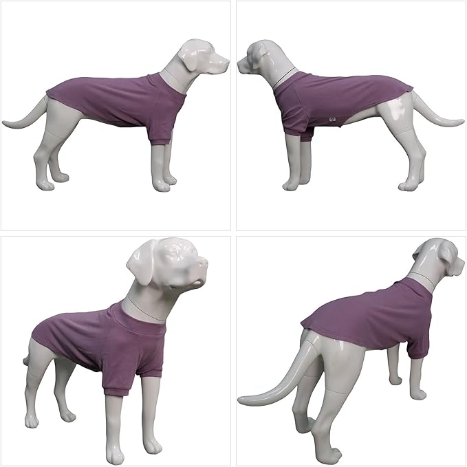 Lovelonglong Ribbed Dog T-Shirt Cotton Knitted Dog Sweaters for All Season Pet T-Shirts for Large Medium Small Dogs Taro Purple M