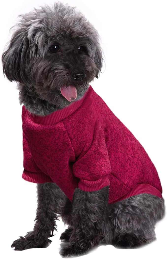 Jecikelon Dog Clothes Dogs Sweater Soft Puppies Clothing Winter Puppy Sweaters Warm Outfit for Dogs Small XXS XS Cat Apparel (X-Large, Wine)