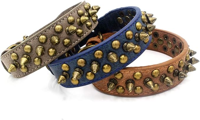 Spiked Dog Collar Soft Pu Leather Mushrooms Rivet Spike Studded Puppy Adjustable Pet Collars for Small Breeds (XS, Grey1)