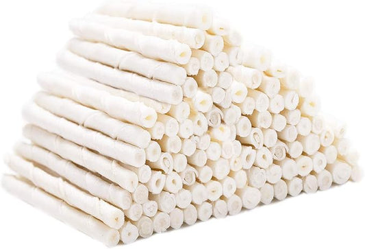 MON2SUN Dog Rawhide Twist Sticks Natural 5 Inch Thin Sticks Rawhide Chews Treats for Puppy and Small Dogs 120 Count