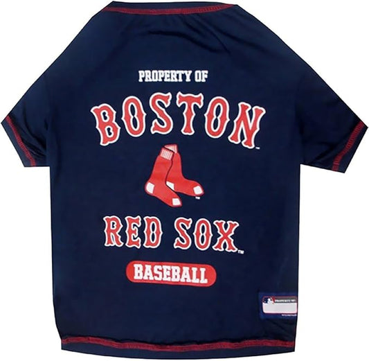 MLB Boston RED SOX Dog T-Shirt, X-Small. - Licensed Shirt for Pets Team Colored with Team Logos. - Premium Stretchable Materials for The Comfort of Your Dog & cat.