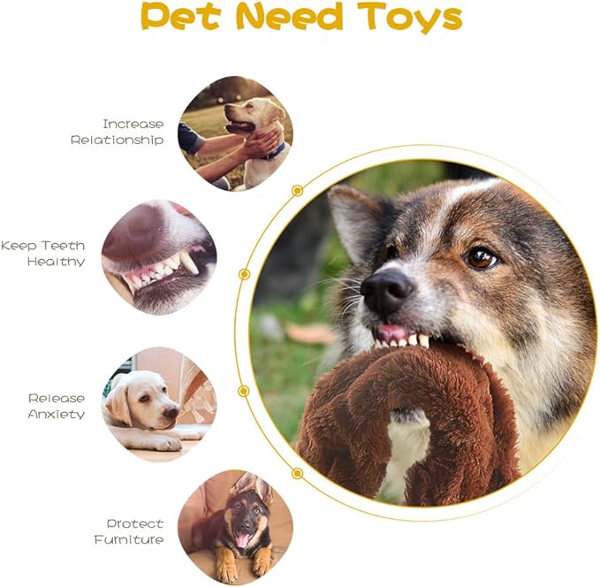 Dog Squeak Toys, No Stuffing Plush Dogs Chew Toy Bundle for Small Medium Large Breed Chewer Tough Durable Squeaky Pet Fetch Puppy Teething Chewing Interactive to Keep Them Busy Best Birthday Gift
