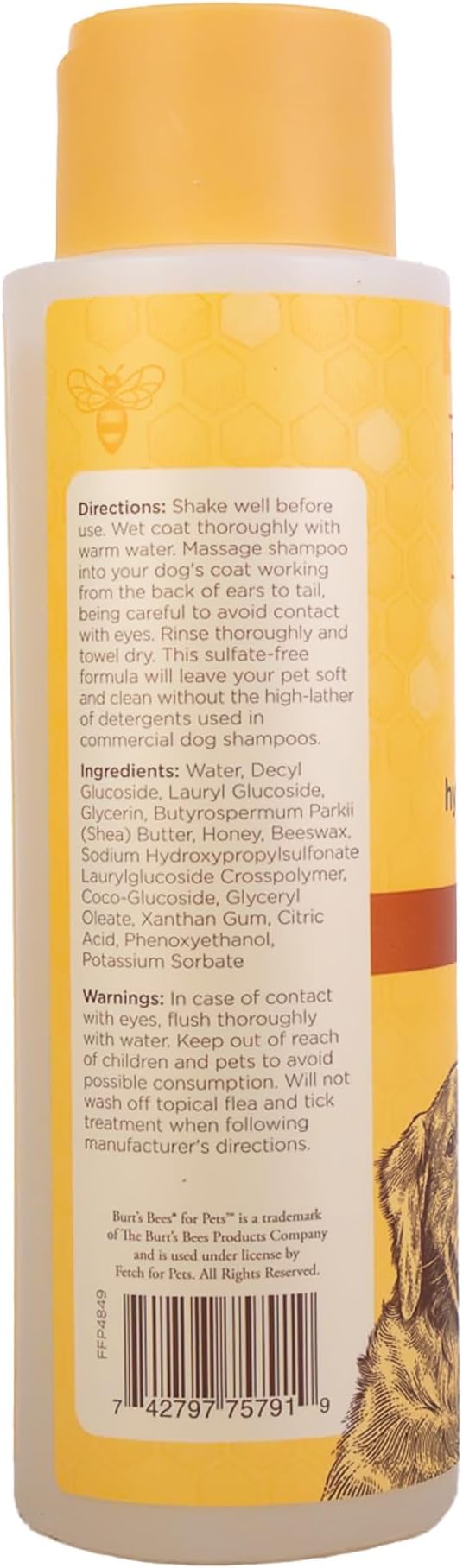 Burt's Bees for Pets Hypoallergenic Shampoo for Dogs with Shea Butter and Honey, 95% Natural Origin Formulas, Shampoo for Sensitive Dogs - Gentle Dog Shampoo, 16 oz