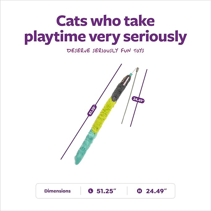 SmartyKat Crazy Catch 3 Part Breakaway Plush Catnip Wand Cat Toy, Extendable for Capturing Prey & Solo Play for Cats & Kittens