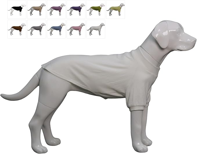 Lovelonglong Ribbed Dog T-Shirt Cotton Knitted Dog Sweaters for All Season Pet T-Shirts for Large Medium Small Dogs Off White M