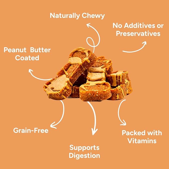 Gaines Family Farmstead Peanut Butter Coated Sweet Potato Dog Bones – 40 oz Bag, Grain-Free, Chewy, Natural Dog Treats for Digestion, Skin, Energy & Immunity – Limited Ingredient, Made in USA
