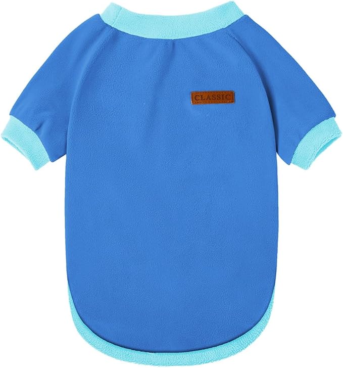 GreenJoy Classic Fleece Dog Sweater – Soft & Warm Stretchy Sweatshirt for Small Dogs & Cats, Cold-Weather Pullover for Everyday Wear (Dark Blue, Small)