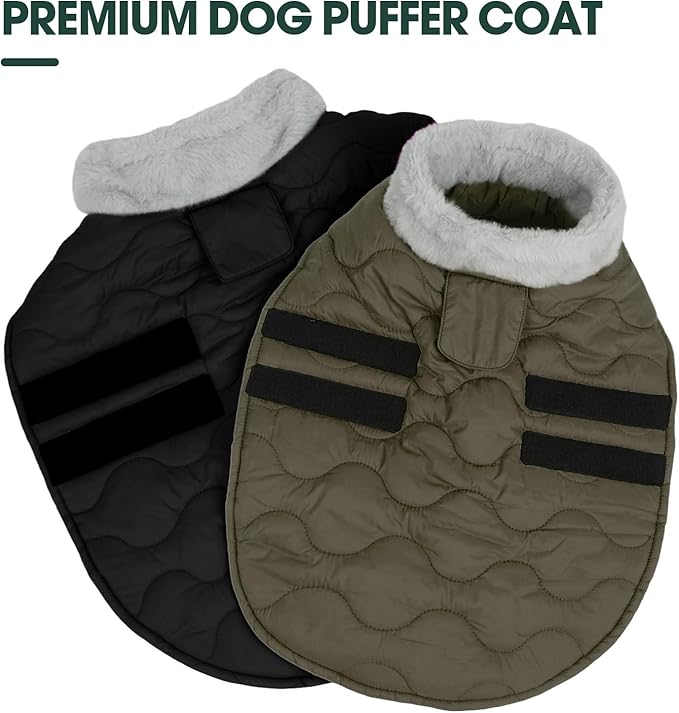 Kuoser Dog Jacket, Warm Dog Coats for Small Dogs, Doggie Winter Jacket Cold Weather Coats with Leash Hole, Winter Coat Apparel for Yorkie Chihuahua, Black XS