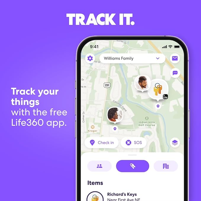 Tile by Life360 Mate - Bluetooth Tracker, Keys Finder and Item Locator for Keys, Bags and More. Phone Finder. Both iOS and Android Compatible. 1-Pack (Pink Punch)