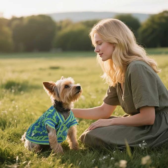 Pet Sweaters for Dogs Boys and Girls, Dynamic Letter Patterned Dog Sweater,Dog Cardigan,Pet Clothes,Pet Knitted Clothing,Fit for Different Seasons and Kinds of Dogs (Green M)