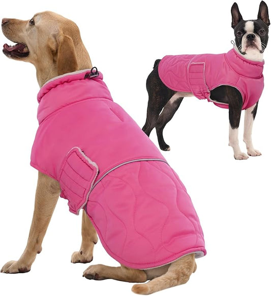 FUAMEY Winter Warm Dog Coat, Fleece Turtleneck Jacket, Thick Waterproof Windproof Cold Weather Coats, Snowsuit Vest for Small to Large Dogs