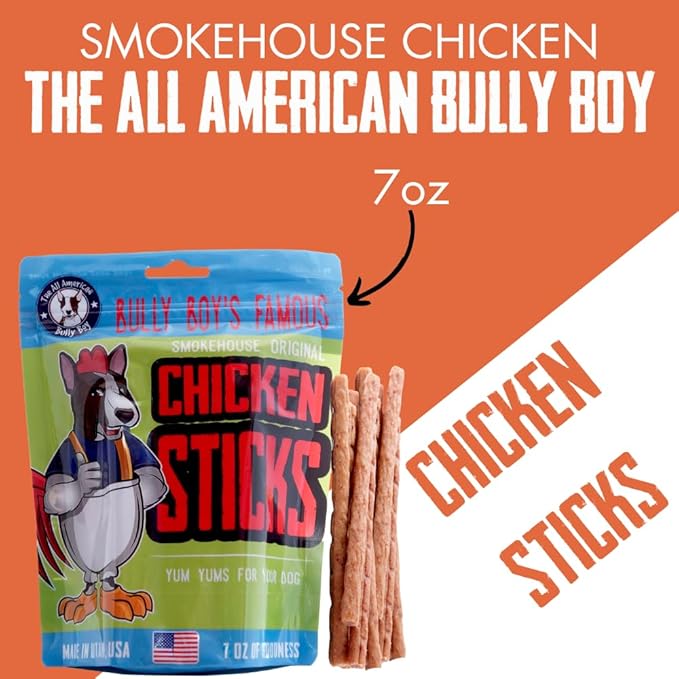 Bully Boy's Famous Chicken Sticks Dog Treats | Free from Wheat, Corn, Soy, or Gluten | USA Sourced Ingredients | with Smokehouse Chicken | Made in Utah | 7 oz - 3 Pack