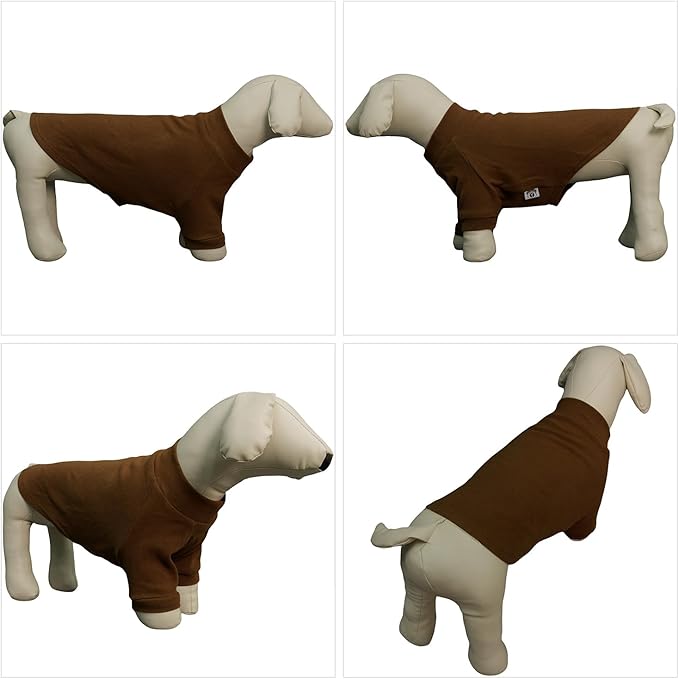 Lovelonglong Ribbed Dog T-Shirt Cotton Knitted Dog Sweaters for All Season Pet T-Shirts for Large Medium Small Dogs Coffee XS