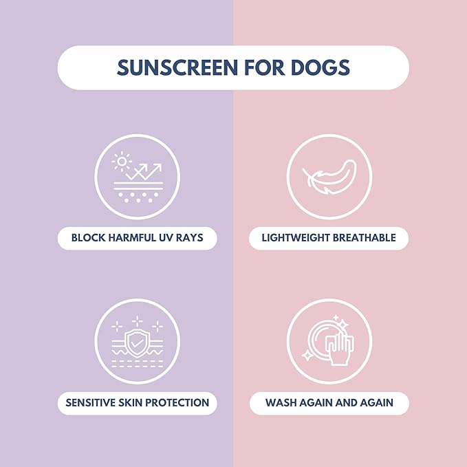 Spark Paws Sunblock Dog T-Shirt, SPF30 Protection, Lightweight Breathable Quick Dry for Dogs with Sensitive Skin - Purple & Pink (Set of 2) - 4XL