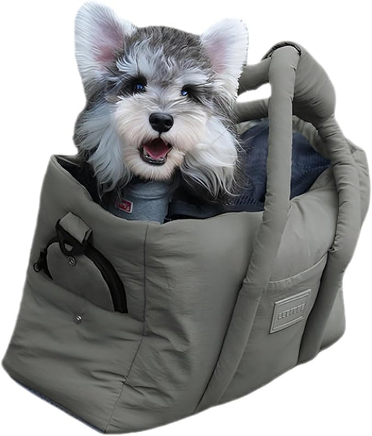 Dog Walking Bag Sling, Dog Carrier Purse with Safety Leash Clip,Warm Soft Sided Pet Carrier Purse for Small Medium Dogs Cats Portable Hands-Free Shoulder Tote for Outdoor Travel (Dark Brown)