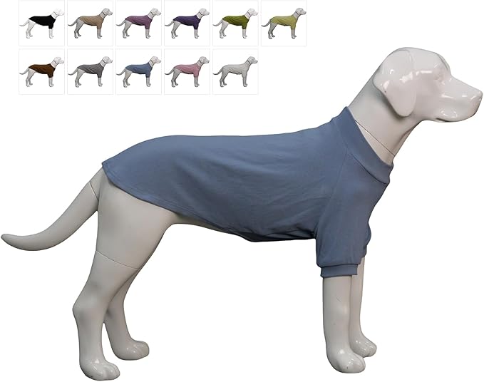 Lovelonglong Ribbed Dog T-Shirt Cotton Knitted Dog Sweaters for All Season Pet T-Shirts for Large Medium Small Dogs Grayish Blue XL