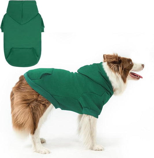 SCENEREAL Dog Hoodie Sweaters for Small Medium Large Size Dogs, Fleece Dog Sweatshirt with Hat and Pocket,Soft Cold Winter All Weather Dog Clothes for S to XL Sized Dogs, Green L
