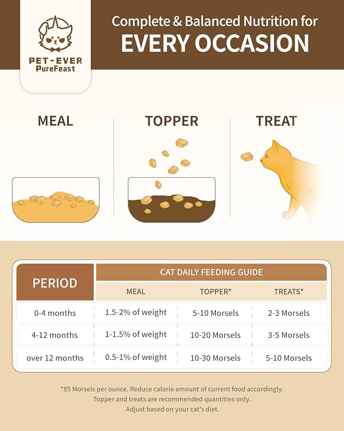 Freeze-Dried Cat Food, High Protein Healthy Freeze Dried Cat Treat & Topper (Beef Recipe - 0.7 Ounce)