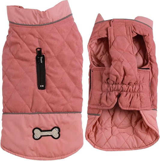 Reversible Dog Coats for Small Dogs Waterproof Warm Puppy Jacket for Cold Winter,Pink S