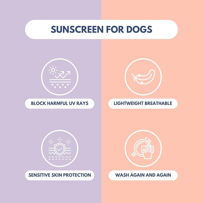 Spark Paws Sunblock Dog T-Shirt, SPF30 Protection, Lightweight Breathable Quick Dry for Dogs with Sensitive Skin - Purple & Peach (Set of 2) - 5XL