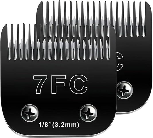 2PCS 7FC Blades Dog Grooming Blades Compatible with Andis Dog Clippers Blades,Dog Clipper Blades Compatible with Oster A5,Wahl km10 Dog Clippers for Animal Dog Cat Horse