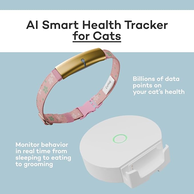 Health Tracker for Cats - Smart Cat Collar with Safety Breakaway Buckle for Indoor Cats, Wellness Alerts, Real-time Monitoring (Wave (Blue),M)