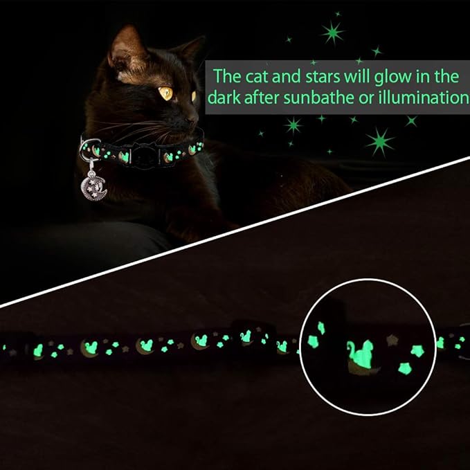 2Pcs Breakaway Cats Collars Cat Collars for Boy & Girl Cats Adjustable Kitten Collars with Bell,Purple+Black,8"-13.1"