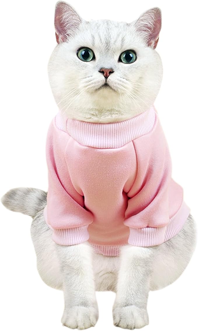 Puppy Sweater for Small Dogs Clothes Warm Winter Cat Clothe Pet Sweatshirt Knitwear Doggie Kitten Clothing, Pink, Medium