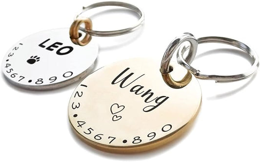 Cats Dogs ID Tags Personalized Lovely Symbols Pets Collar Name Accessories Simple Custom Engraved Supplies for Small Four Legged Child Necklace Chain Anti-Lost Industrial Steel Charm