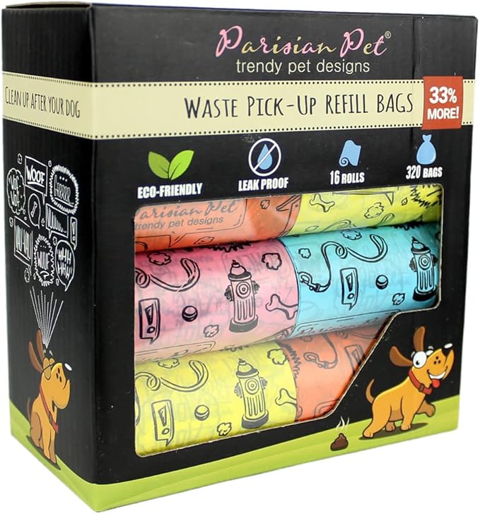 Parisian Pet Ecofriendly Dog Poop Bags Rolls - 320 Count Unscented Poop Bags For Dogs - Leakproof, Extra Thick, 16 Dog Waste Bags Refill Rolls - Doggie Poop Bags - Fits All Dispenser - Shoutout