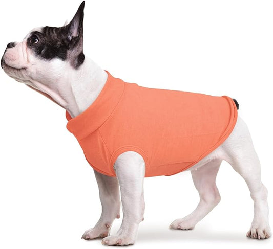 FUAMEY Dog Fleece Vest for Medium Dogs,Warm Stretchy Dog Sweatshirts Pullover with Leash Hole Dogs Sweater Soft Pet Turtleneck Cozy Pet Vest Lightweight Sleeveless Orange M