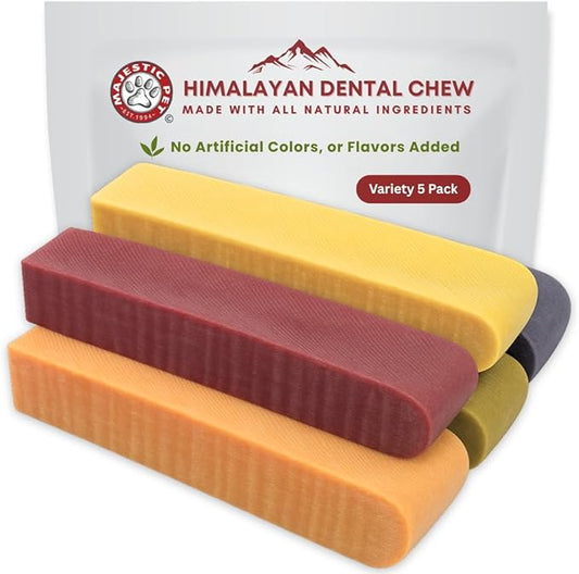 Majestic Pet Himalayan All-Natural Yak Cheese Dog Chews Made with 100% Cows Milk- Long Lasting Dental Chew for Dogs - Healthy Pet Treats with Beneficial Ingredients (Variety Pack, Regular, 5 Pack)
