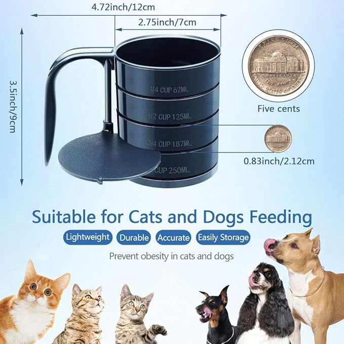 Dog Food Scoop Pet Food Scoops for Dogs 4 Capacity Cup in 1 Cup Measuring Scoop for Pets Dog Cat and Bird Solid Food (Includes 1/4 C 1/2 C 3/4 C 1 CUP)