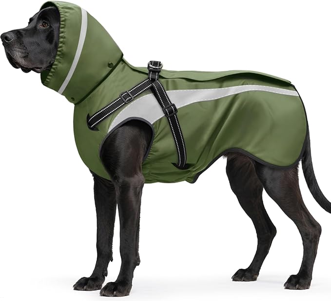 Mosucoirl Dog Raincoat Waterproof Raincoats for Dog Reflective Dogs Rain Jackets with Hood Hoodie Pet Rain Poncho Coat for Small Medium Large Dogs Puppies S-XXL (Green, XL)